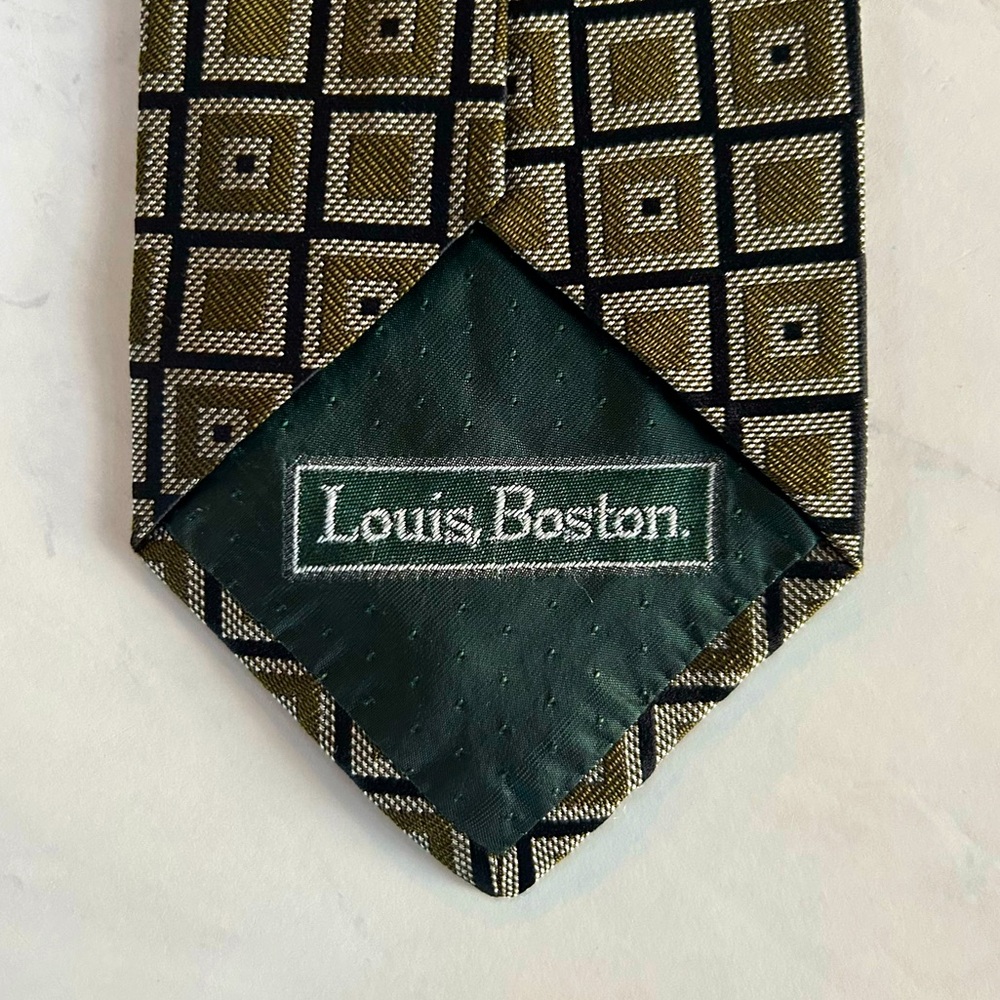 MARIANO RUBINACCI Green Geometric Silk Tie